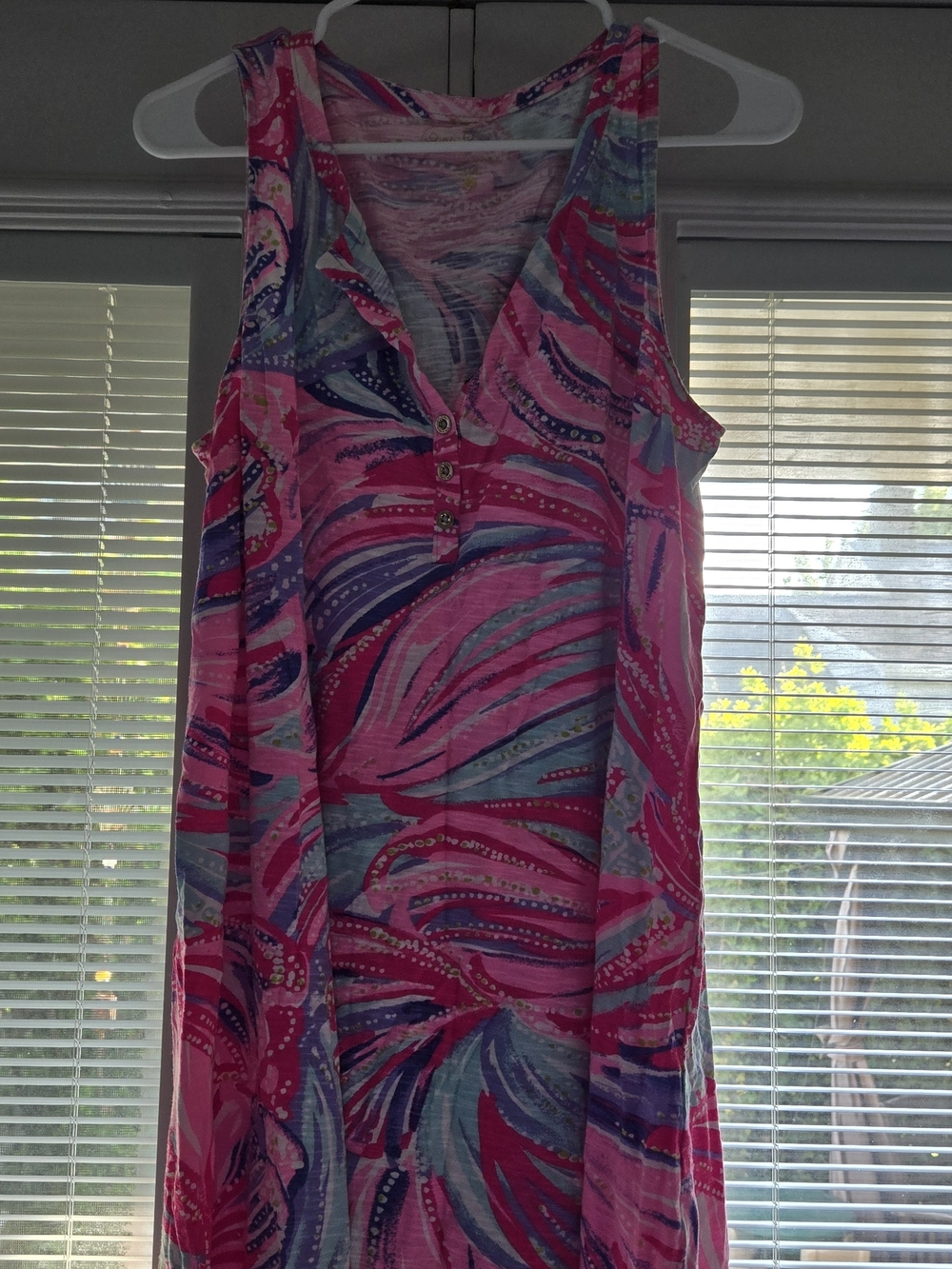 Lilly Pultizer Large Pink, Blue & Lime Abstract Print Dress